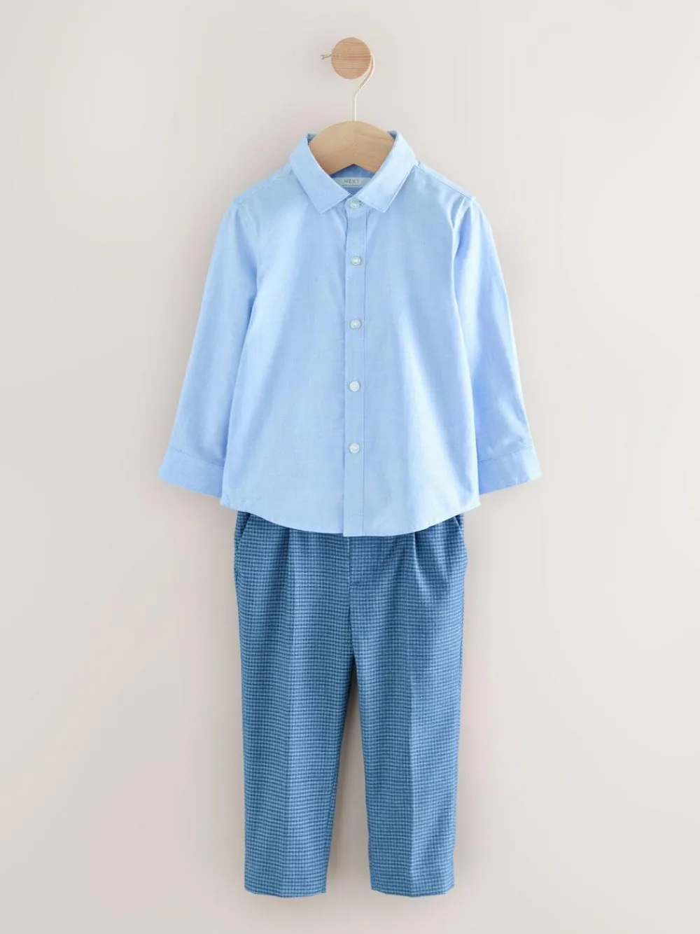 Next Blue Check Blazer, Shirt, Trousers & Bow Tie Set (3mths-9yrs)^BOY Pants & Chinos|Occasionwear