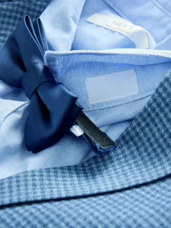 Next Blue Check Blazer, Shirt, Trousers & Bow Tie Set (3mths-9yrs)^BOY Pants & Chinos|Occasionwear