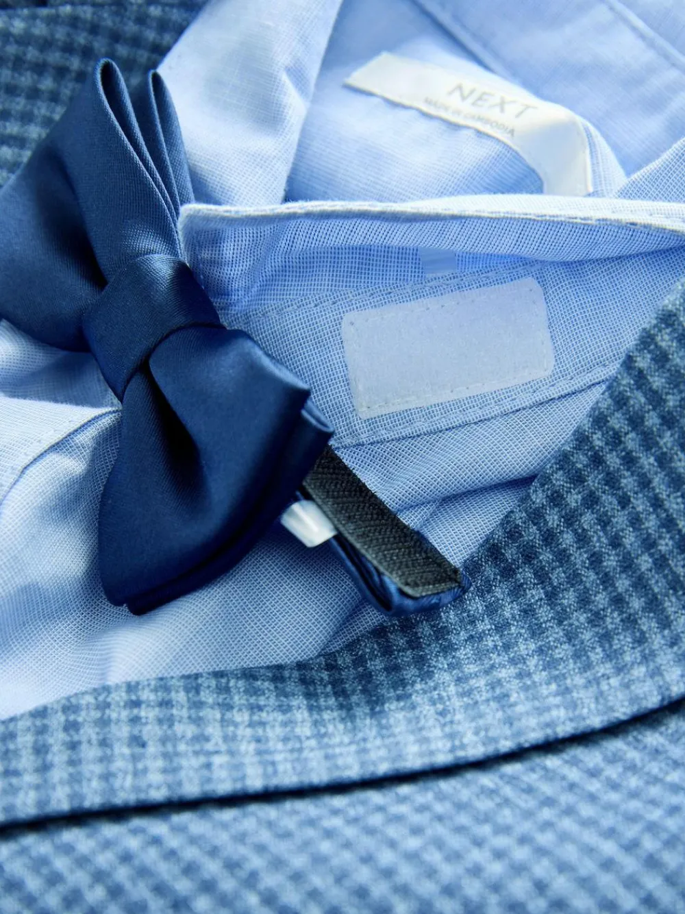 Next Blue Check Blazer, Shirt, Trousers & Bow Tie Set (3mths-9yrs)^BOY Pants & Chinos|Occasionwear