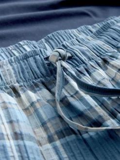 Next Blue Check Short Sleeve Pyjamas Set^ Nightwear|Pyjamas