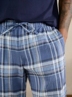 Next Blue Check Short Sleeve Pyjamas Set^ Nightwear|Pyjamas