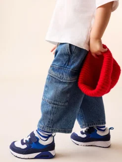 Next Blue Cobalt Standard Fit (F) Elastic Lace Trainers