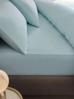 Clearance Next Collection Luxe Brushed Cotton Extra Deep Fitted Sheet Blue