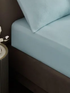 Clearance Next Collection Luxe Brushed Cotton Extra Deep Fitted Sheet Blue