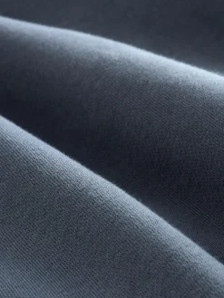 Online Next Cotton Rich Jersey Full Zip Funnel Neck Sweatshirt Blue