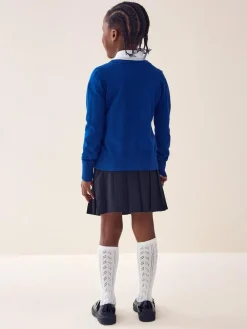 Next Blue Cotton Rich School V-Neck Cardigan (3-16yrs)^ Knitwear & Sweaters|Knitwear