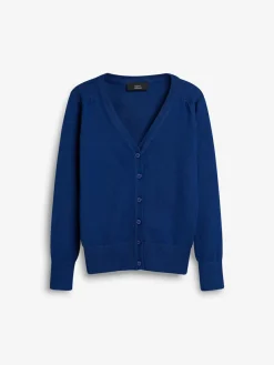 Next Blue Cotton Rich School V-Neck Cardigan (3-16yrs)^ Knitwear & Sweaters|Knitwear
