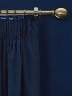 Next Blue Dark Navy Matte Velvet Pencil Pleat Blackout/Thermal Curtains^ Curtains & Blinds
