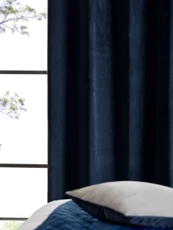 Next Blue Dark Navy Matte Velvet Blackout/Thermal Curtains^ Curtains & Blinds