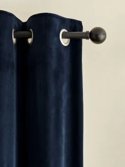 Next Blue Dark Navy Matte Velvet Blackout/Thermal Curtains^ Curtains & Blinds