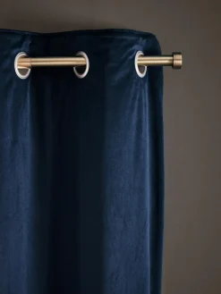 Next Blue Dark Navy Matte Velvet Super Thermal Curtains^ Curtains & Blinds
