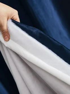 Next Blue Dark Navy Matte Velvet Super Thermal Curtains^ Curtains & Blinds