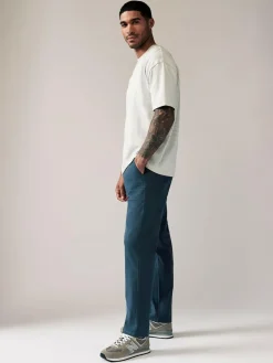 Hot Next Blue Dark Straight Fit Stretch Chinos Trousers