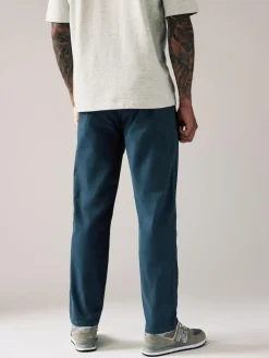 Hot Next Blue Dark Straight Fit Stretch Chinos Trousers