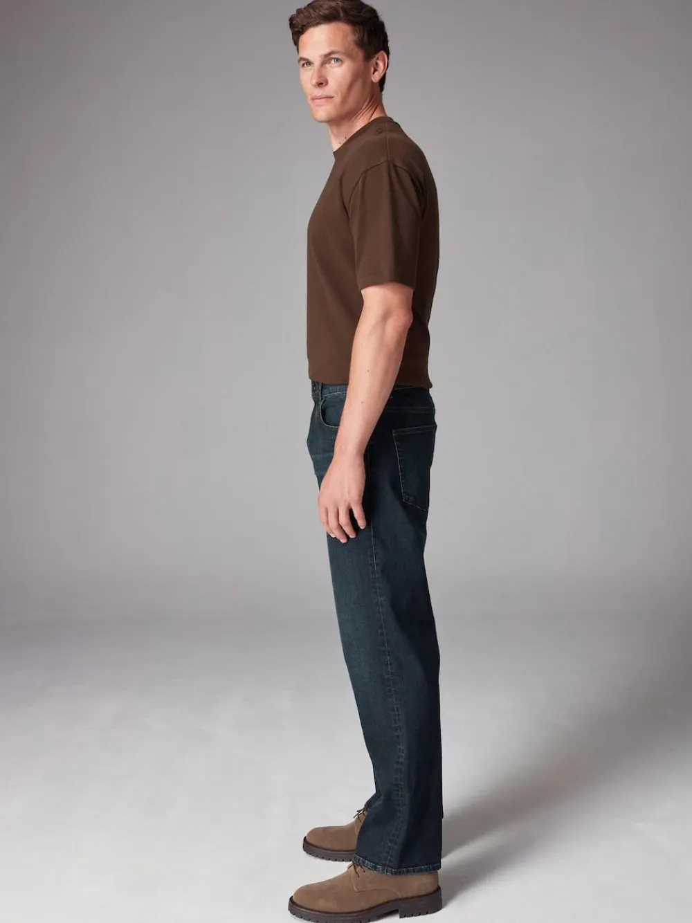 Hot Next Blue Dark Washed Single Straight Fit Classic Stretch Jeans