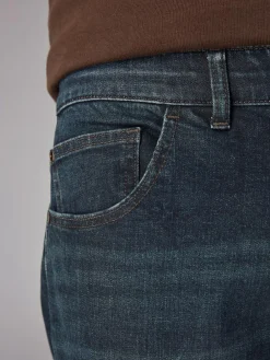 Hot Next Blue Dark Washed Single Straight Fit Classic Stretch Jeans