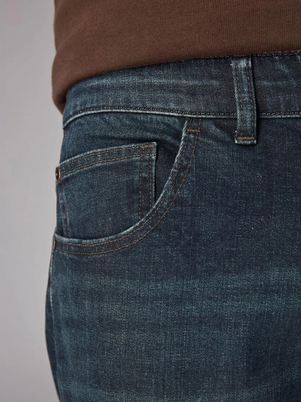 Hot Next Blue Dark Washed Single Straight Fit Classic Stretch Jeans