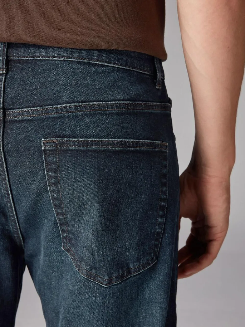 Hot Next Blue Dark Washed Single Straight Fit Classic Stretch Jeans