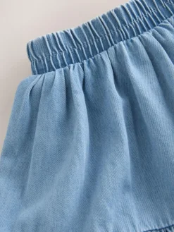 Hot Next Blue Denim Puff Sleeve Blouse and Skirt Set (3-16yrs)