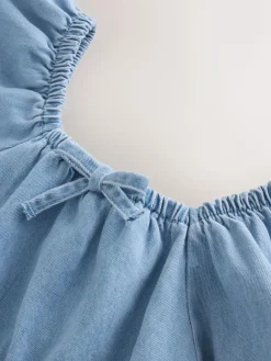 Hot Next Blue Denim Puff Sleeve Blouse and Skirt Set (3-16yrs)
