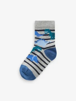 Next Blue Dino Cotton Rich Socks 7 Pack^BOY Socks & Tights|Socks & Tights
