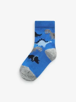 Next Blue Dino Cotton Rich Socks 7 Pack^BOY Socks & Tights|Socks & Tights