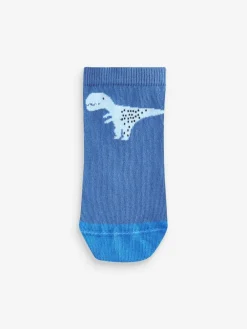 Next Blue Dinos Cotton Rich Trainer Socks 7 Pack^BOY Socks