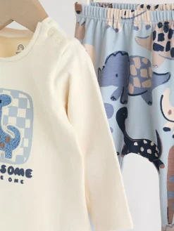 Hot Next Blue Dinosaur Baby Top and Leggings Set 2 Piece (0mths-3yrs)