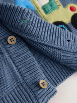 Hot Next Blue Dinosaur Character Cardigan (3mths-7yrs)