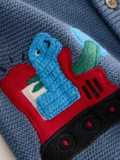 Hot Next Blue Dinosaur Character Cardigan (3mths-7yrs)