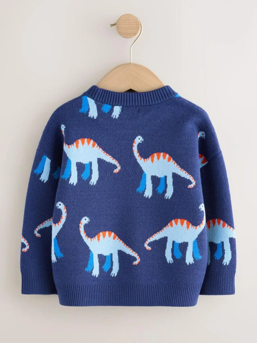 Next Blue Dinosaur Knitted Crew Neck Jumper (3mths-7yrs)