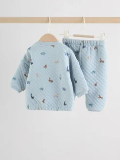 Next Blue Dinosaur Print Baby Quilted Sweat Top and Joggers Set (0mths-2yrs)