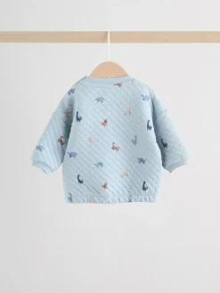 Next Blue Dinosaur Print Baby Quilted Sweat Top and Joggers Set (0mths-2yrs)
