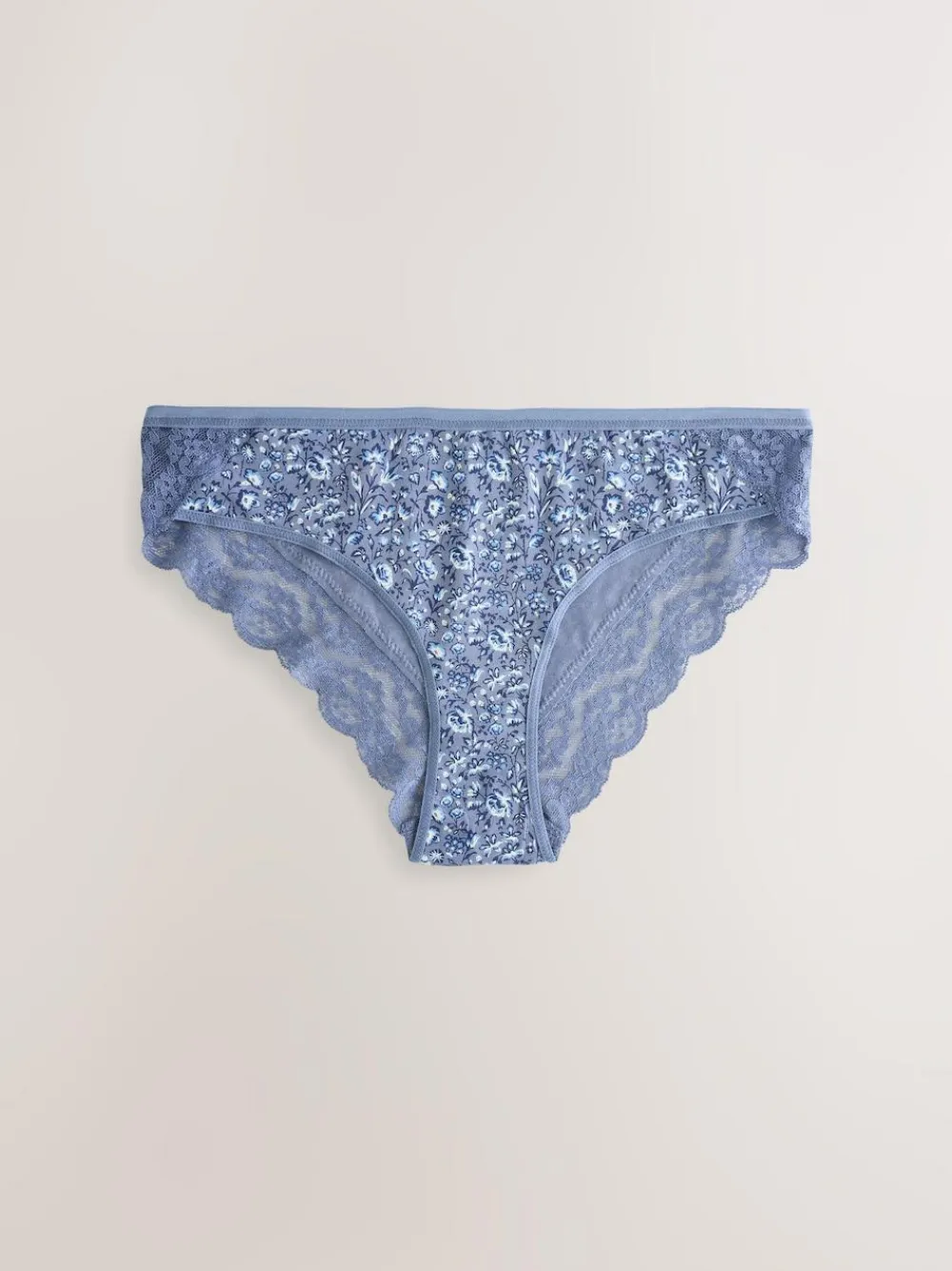 Hot Next Blue Ditsy Floral Bikini Cotton Lace Knickers 4 Pack