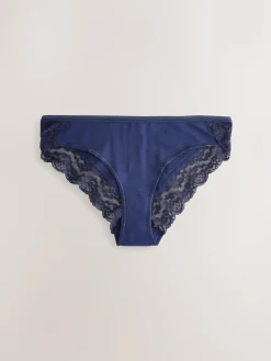 Hot Next Blue Ditsy Floral Bikini Cotton Lace Knickers 4 Pack