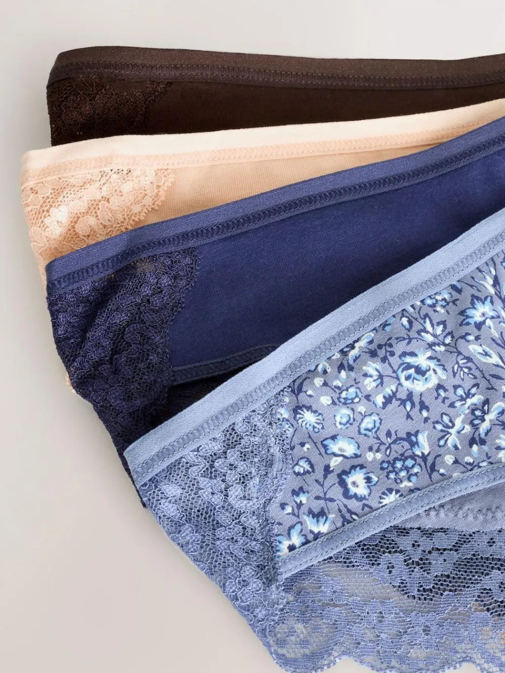 Hot Next Blue Ditsy Floral Bikini Cotton Lace Knickers 4 Pack