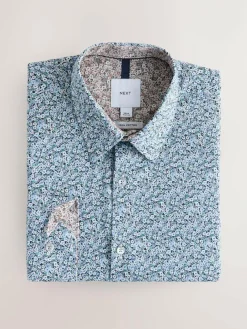 Next Blue Ditsy Regular Fit Long Sleeve Shirt^ Shirts