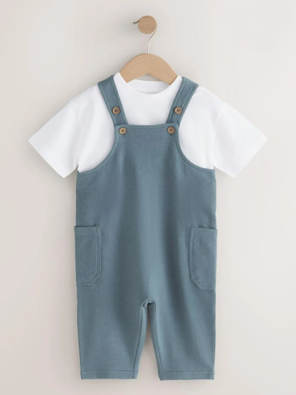 Hot Next Blue Dungarees and T-Shirt Set (3mths-7yrs)