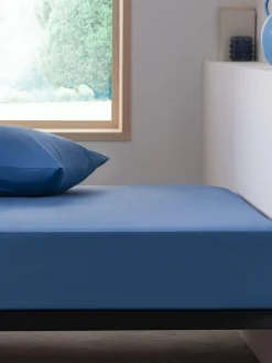 Next Blue Easy Care Polycotton Fitted Sheet^ Bedsheets & Pillow Cases
