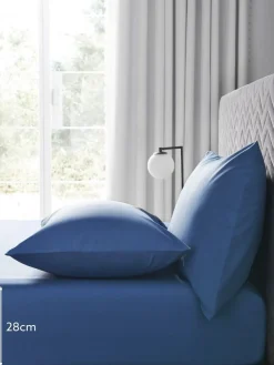 Next Blue Easy Care Polycotton Fitted Sheet^ Bedsheets & Pillow Cases