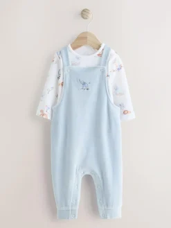 Next Baby Velour Dungarees and Bodysuit Set (0mths-3yrs)^BOY Rompers & Overalls|Dungarees