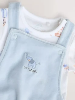 Next Baby Velour Dungarees and Bodysuit Set (0mths-3yrs)^BOY Rompers & Overalls|Dungarees