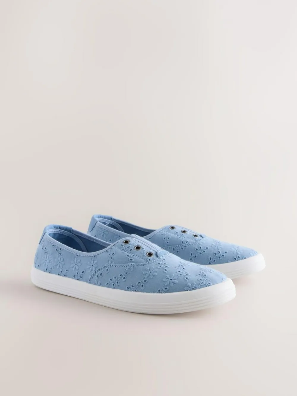 Outlet Next Embroidered Laceless Canvas Slip On Trainers Blue