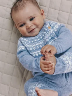 Best Next Blue Fairisle Knitted Top and Leggings Set (0mths-2yrs)