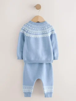 Best Next Blue Fairisle Knitted Top and Leggings Set (0mths-2yrs)