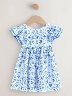 Sale Next Angel Sleeve Dress (3mths-8yrs) Blue Floral