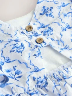 Sale Next Angel Sleeve Dress (3mths-8yrs) Blue Floral