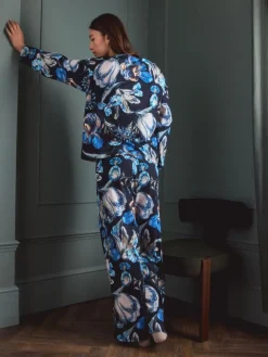 Online Next Blue Floral Kew Collection Long Sleeve Pyjamas
