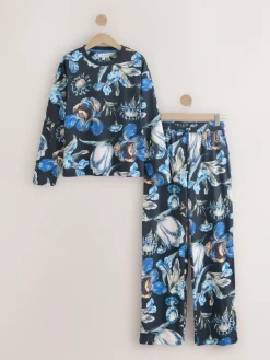 Online Next Blue Floral Kew Collection Long Sleeve Pyjamas