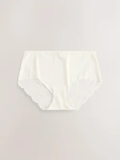 Next Blue Floral Midi No VPL Lace Back Briefs 5 Pack^Women Panties